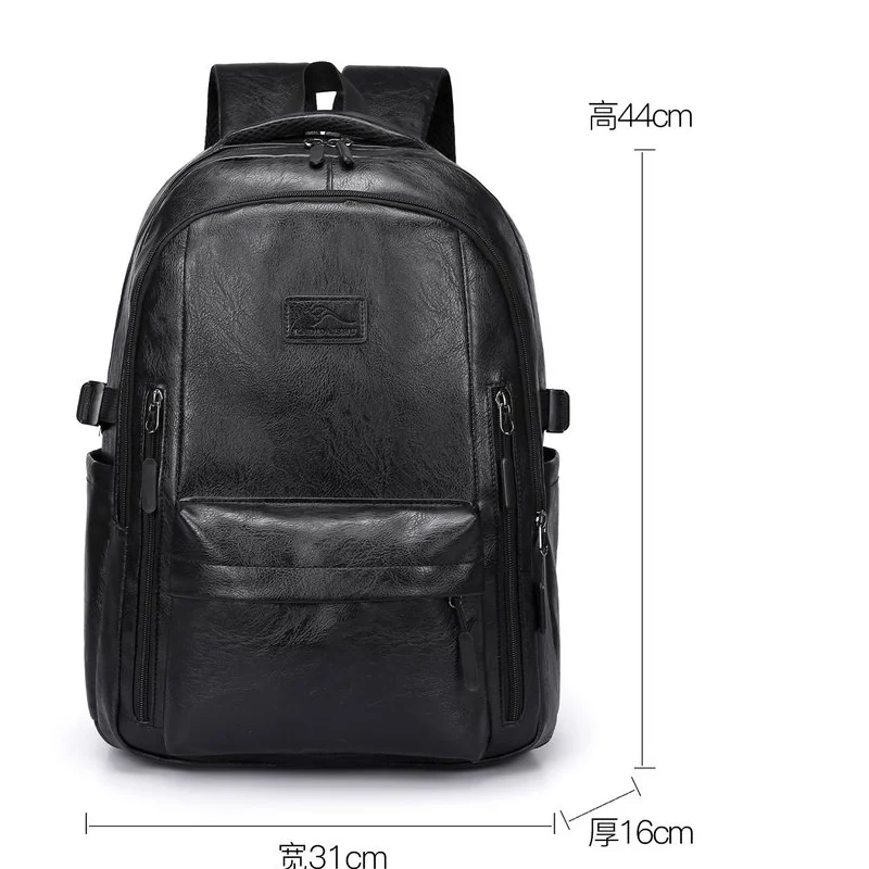 Backpacks Korean Version Soft PU Leather Backpack for Men and Women Casual Trend High School Students Computer Travel
