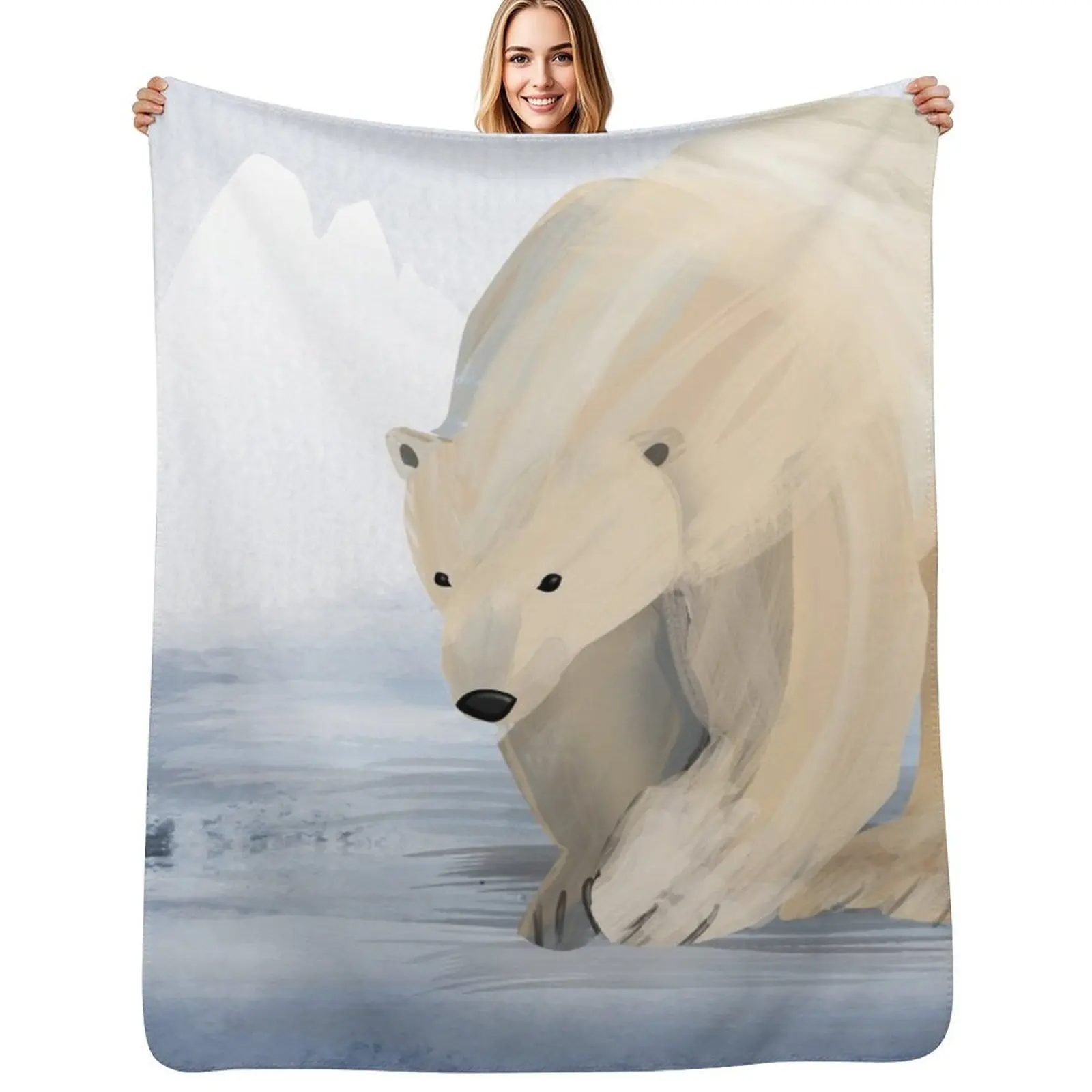 Save the Polar Bears - abstract arctic watercolor illustration - Caroline Laursen Original Throw Blanket Luxury St Blankets