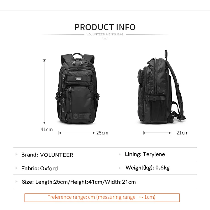 Volunteer Backpacks for Men 2023 New Fashionable Large Capacity Oxford Cloth Commuter Casual Versatile Backpacks 1700-01