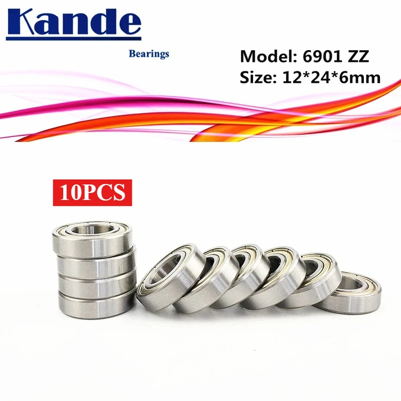 10 Pcs  Thin Section Deep Groove  6901 Ball Bearing 6901ZZ  12X24X6mm ABEC-1 6901 ZZ  61901