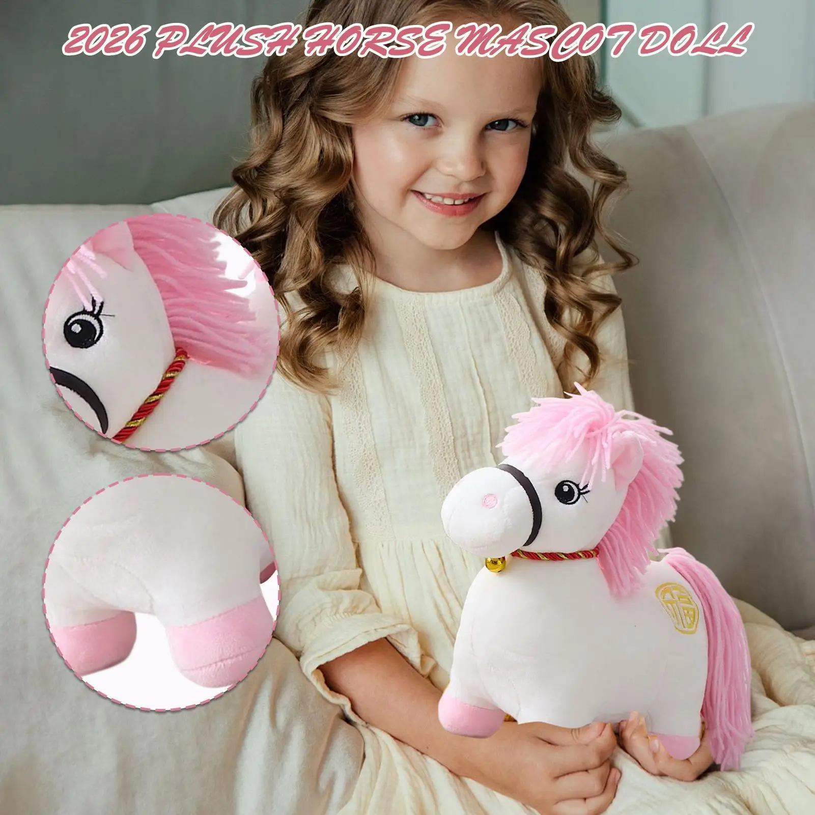 Ano novo lunar cavalo de pelúcia macio brinquedo animal de pelúcia 2026 auspicioso brinquedo de pelúcia mascote animal de pelúcia para o ano novo chinês