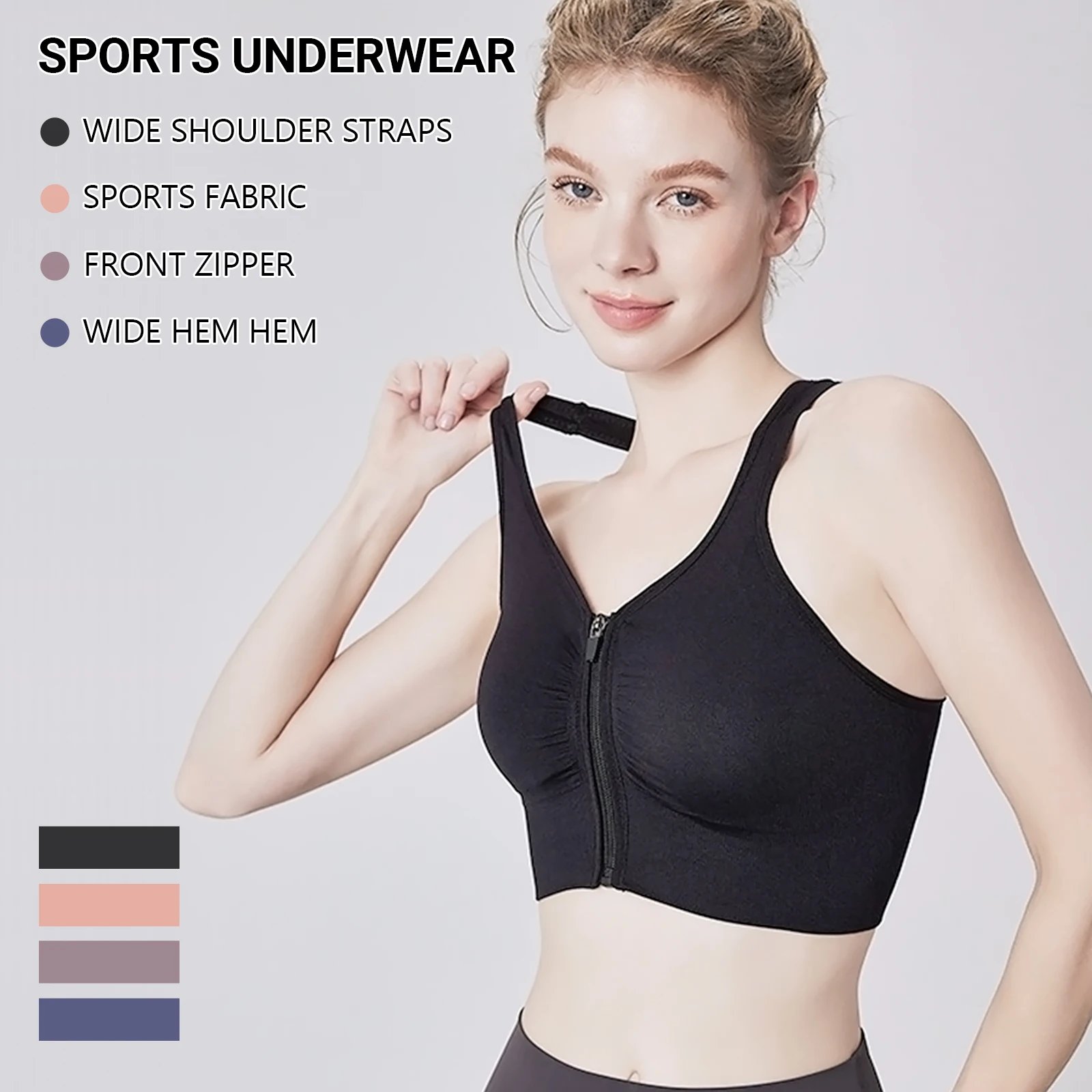 

IUSIBRALEA Women's Sports Bra Wire-Free Seamless High Support Front Zipper Yoga Running Gym Activewear Breathable Wicking Bras