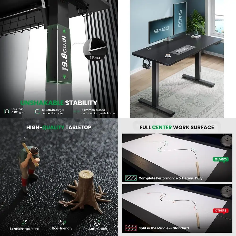 

Регулируемый по высоте стол 48 x 24 футов с системой кабель-менеджмента и 3 уровнями памяти настроенных высот