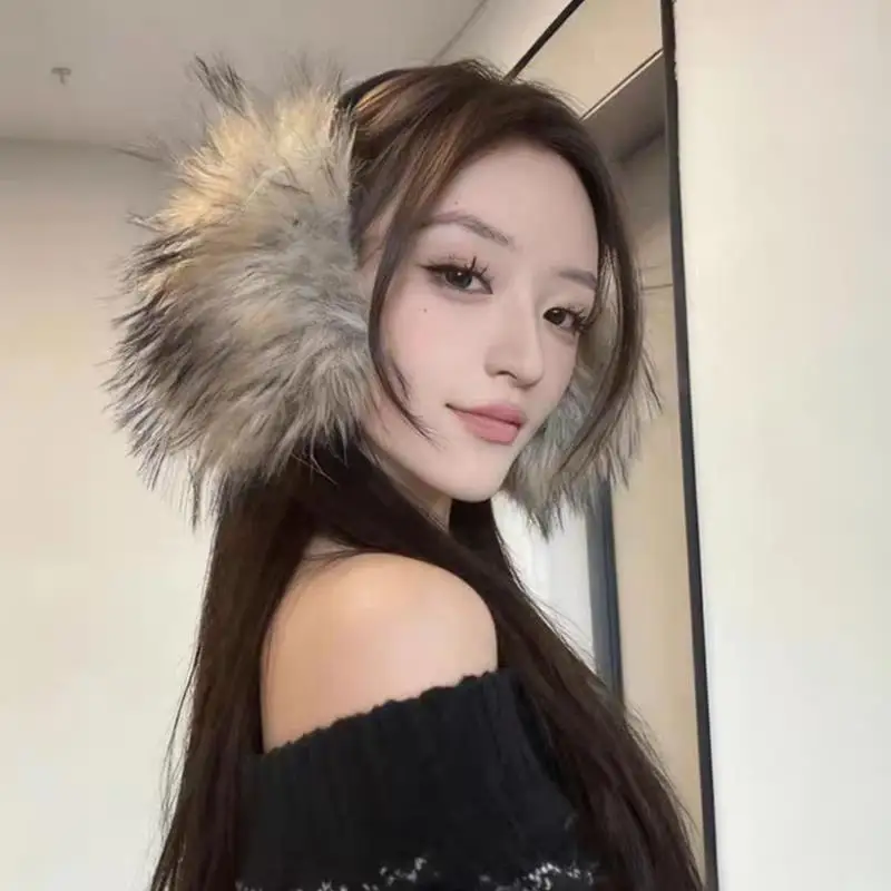 Protetores de orelha de pele de vison falso para mulheres inverno engrossar manter quente tampões de ouvido meninas de pelúcia à prova de vento ciclismo proteção de ouvido