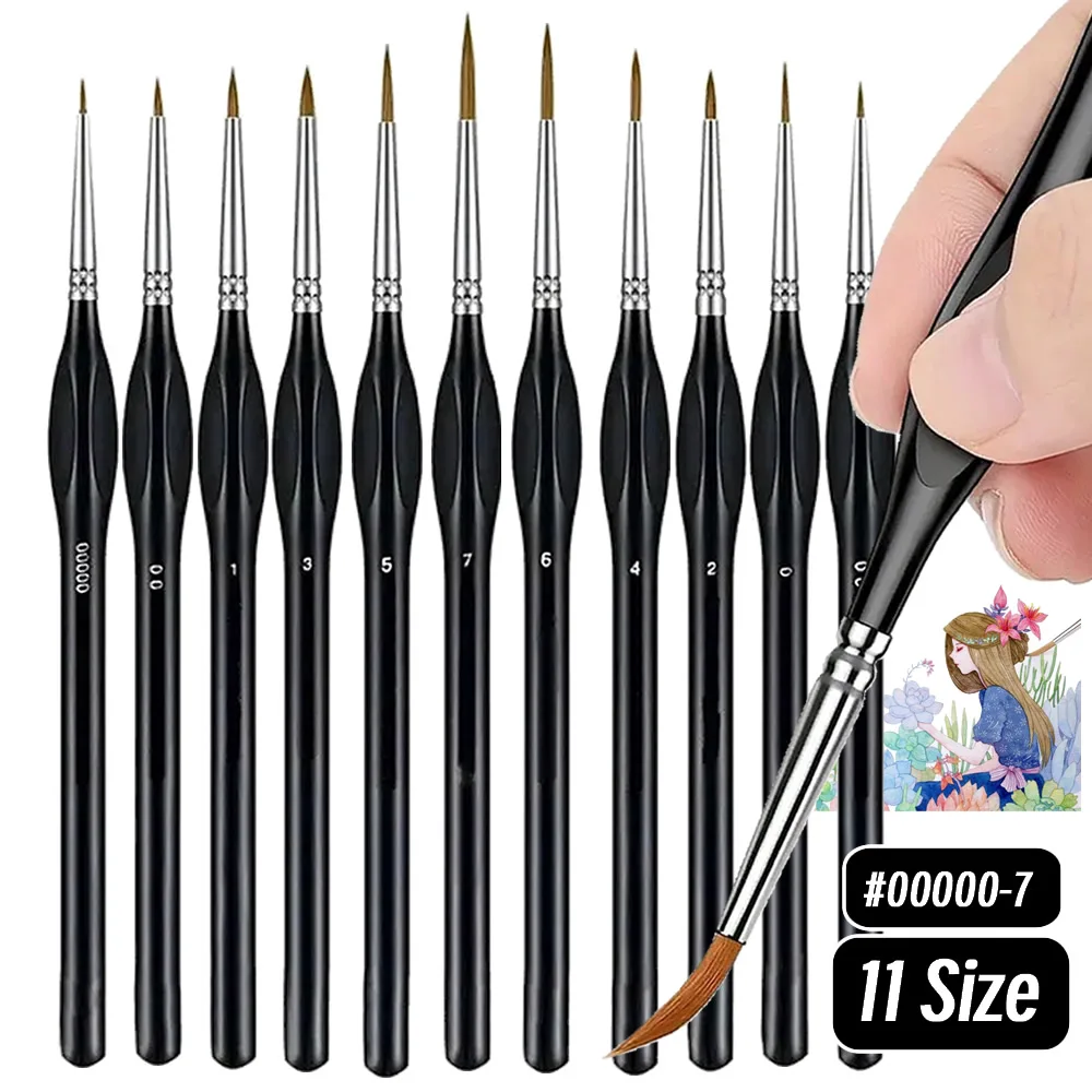 11pcs Precision Paint Brush Set for Fine Detail - Durable Miniature Brushes with Micro Tips for Warhammer 40K, Model & Art Paint