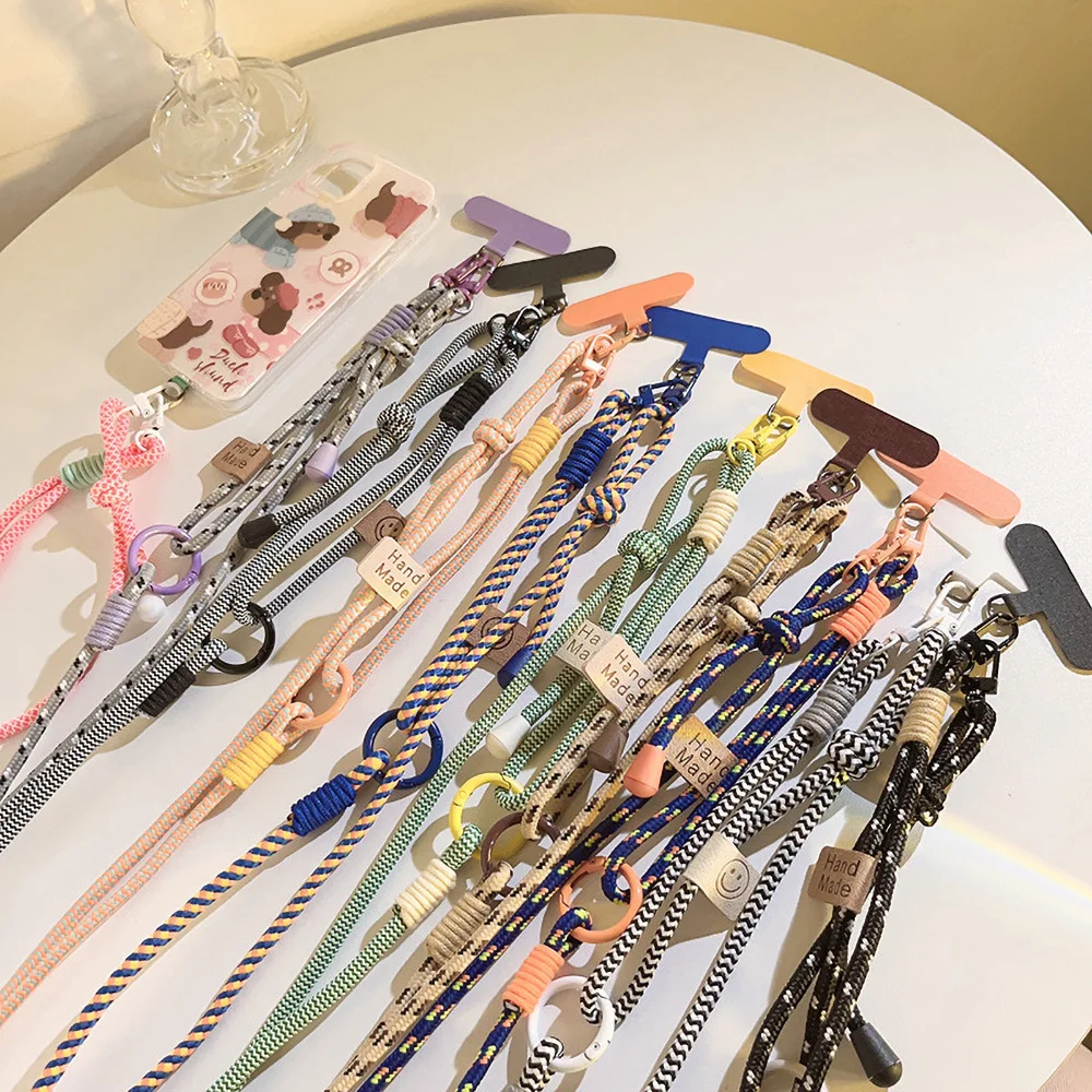 

Adjustable Coloful Lanyard Crossbody Shoulder Straps Keychain Key Ring Braided Rope With Replacement Patch For Phone Accessories