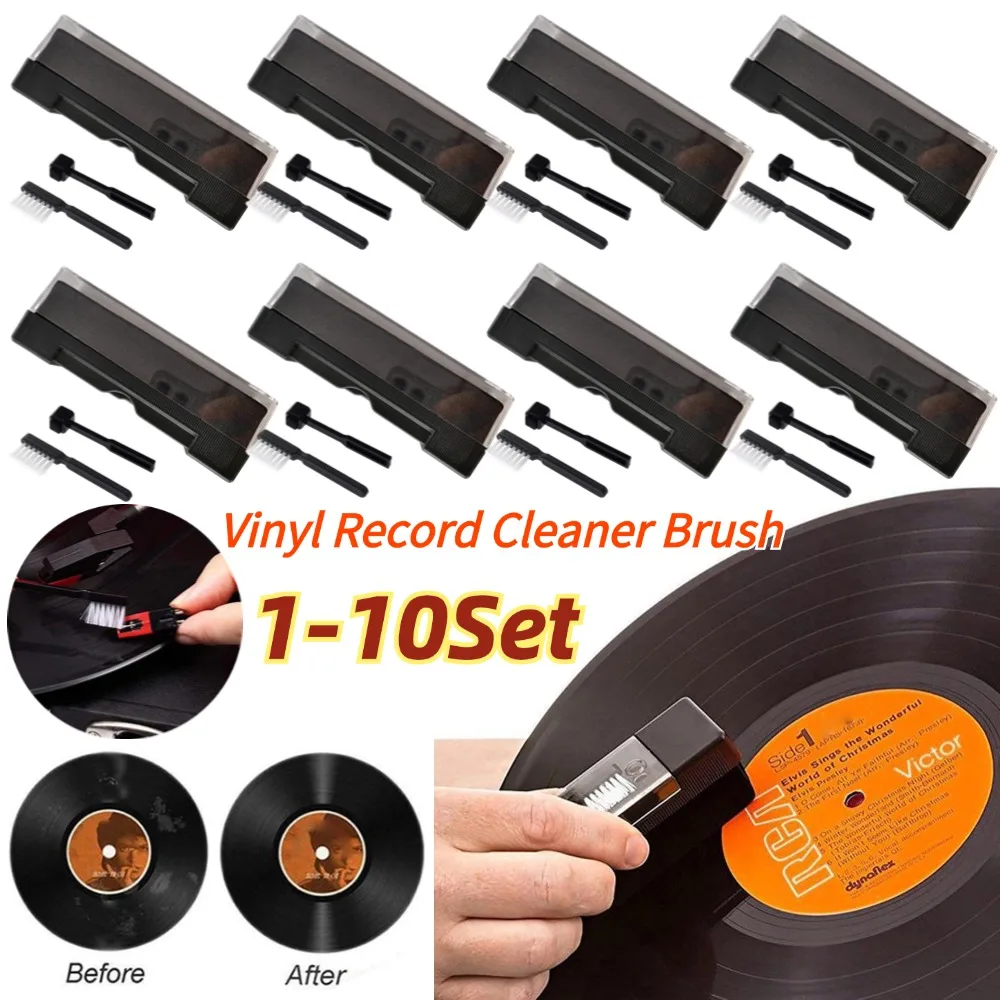 1-10Set Anti Static Vinyl Record Cleaner Dust Remover Brush for Phonograph Turntables Vinyl Records Player Cleaning Tools Kit