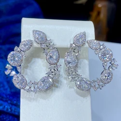 ASNORA Fashion C Shape Stud Earrings Cut from Different Specs of Cubic Zirconia Jewelry ，Earrings For Women E113 Envio Gratis