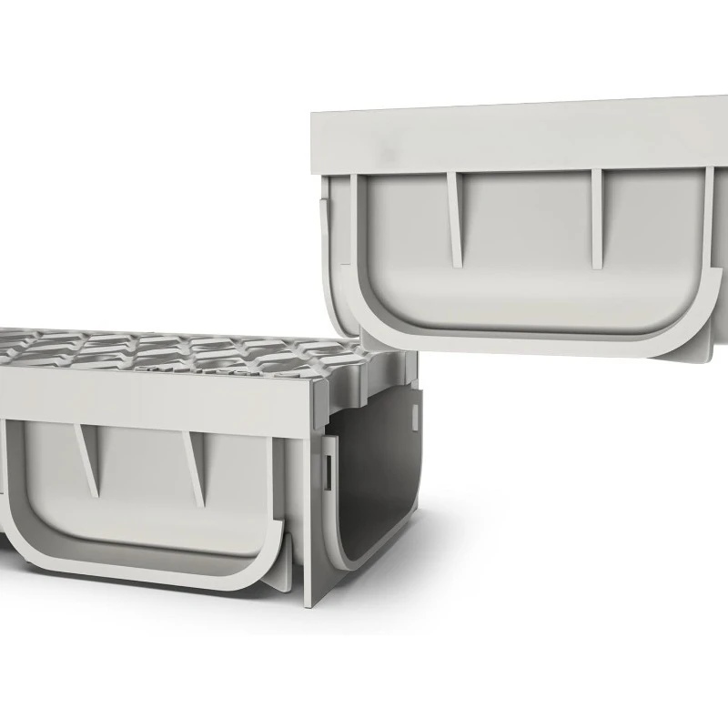 Sistema di scarico per trincea da 4 pollici con griglia - Colore avorio - Easy 2 canali (5)