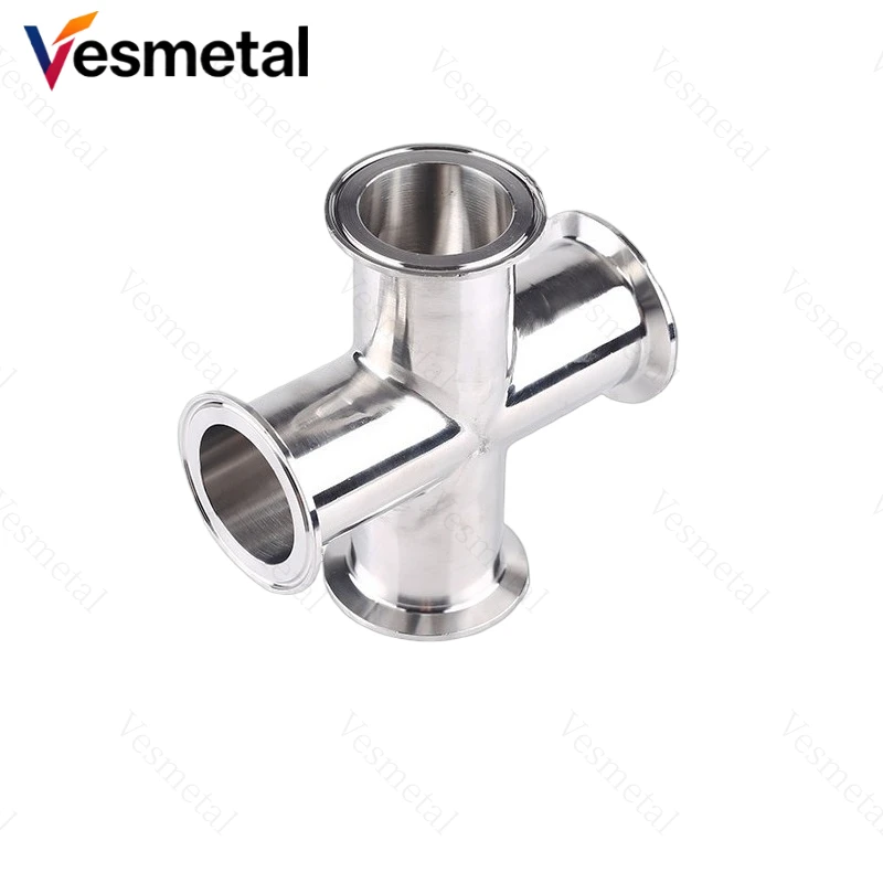 

3/4" to 4" Sanitary 4 Way Cross Pipe Fitting SS304 Tri Clamp Ferrule Pipe OD 19-102mm Ferrule OD 50.5-119mm Home Brew Accessory