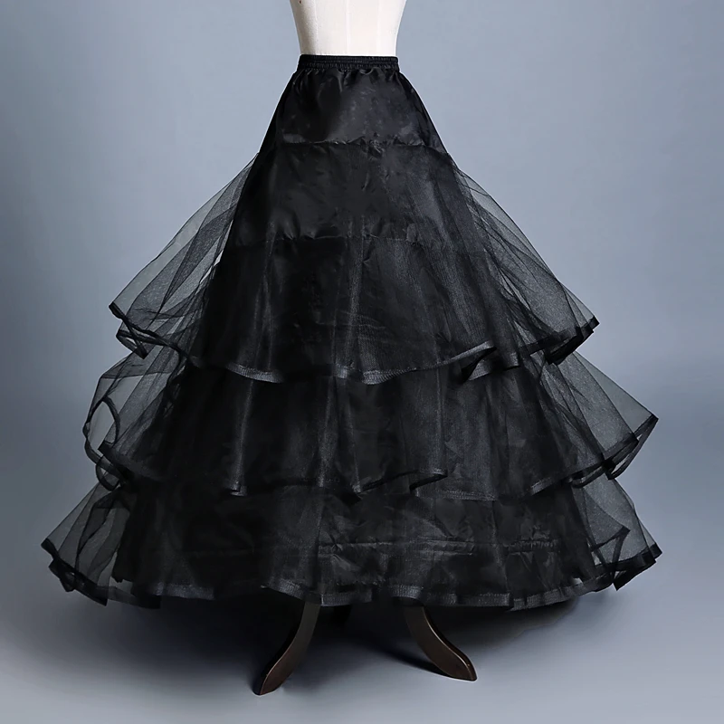 Wedding Dress Crinoline Bride Petticoat Underskirt 2 Hoops with 3 layers Tulle Chapel Train white and Black