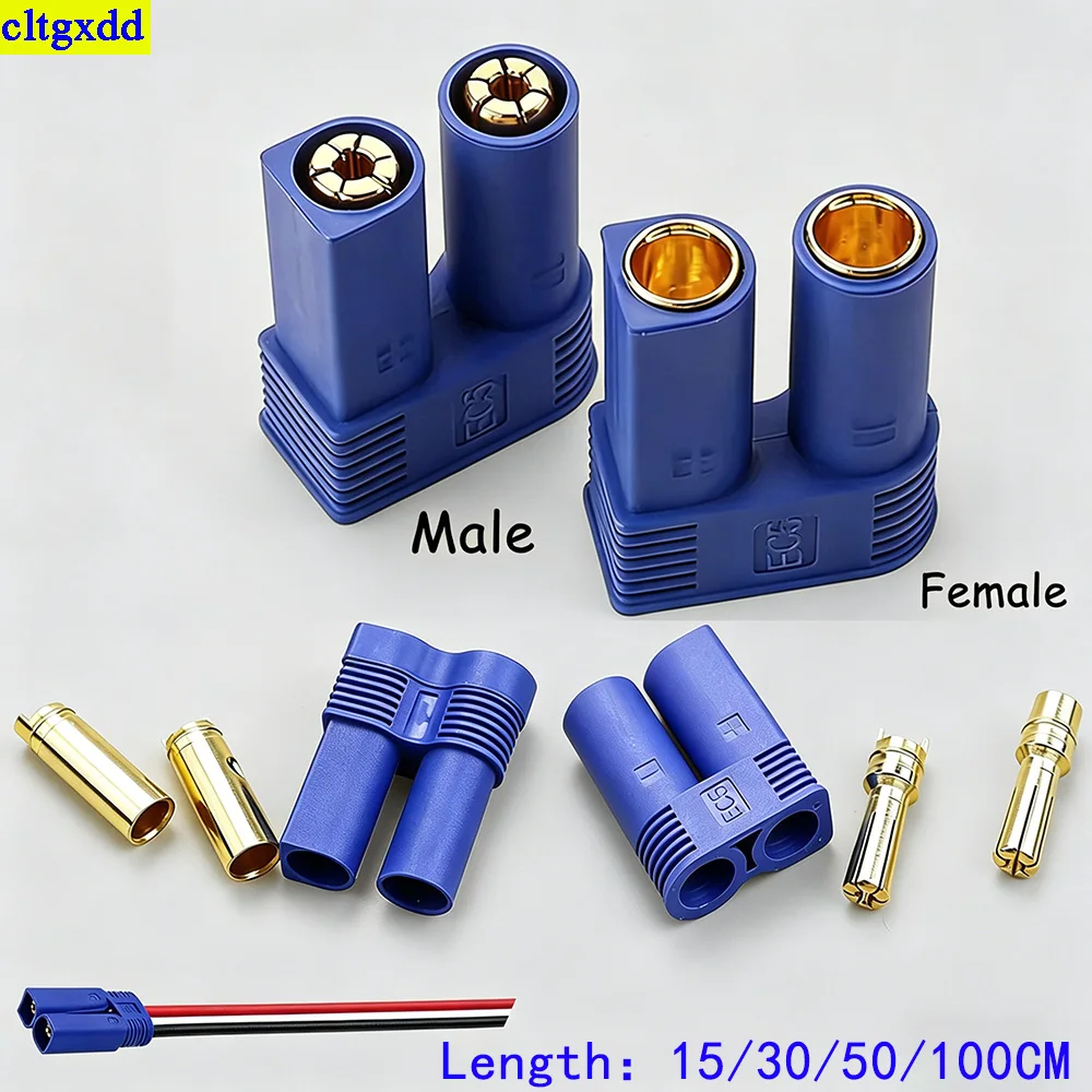 Cltgxdd 1piece EC5 10AWG cable male/female connector plug tail fiber cable 15cm 30cm 50cm 100cm FOR RC Lipo battery FPV car ship