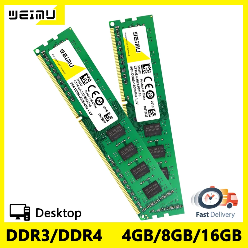 DDR4 DDR3 4GB 8GB 16GB Desktop Memory Ram PC4 2133 2400 2666 3200Mhz PC3 8500 10600 12800 240Pin 1.5V Computer UDIMM Memoria RAM