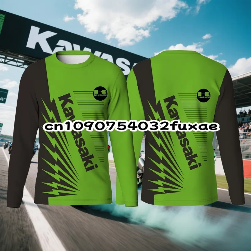 

Модная мужская и женская футболка Kawasaki с принтом для гонок на мотоциклах, новинка 2025 года, спортивная быстросохнущая дышащая футболка с длинными рукавами