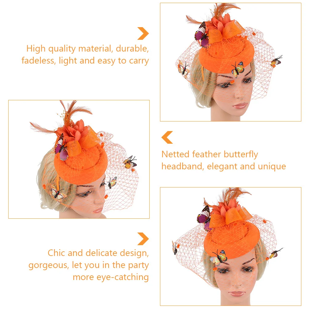 

1pc Wedding Headband Women Mesh Mini Hat Hair Hand Mini Hairband Party Stage Performance Decoration Hair Hoop Accessory