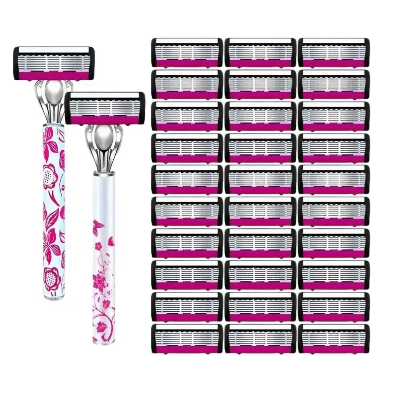 6-Layer Blade Manual Shaver for Women Hair Removal Tool for Armpit And Private Part Shaving Knife Easy to Change Head