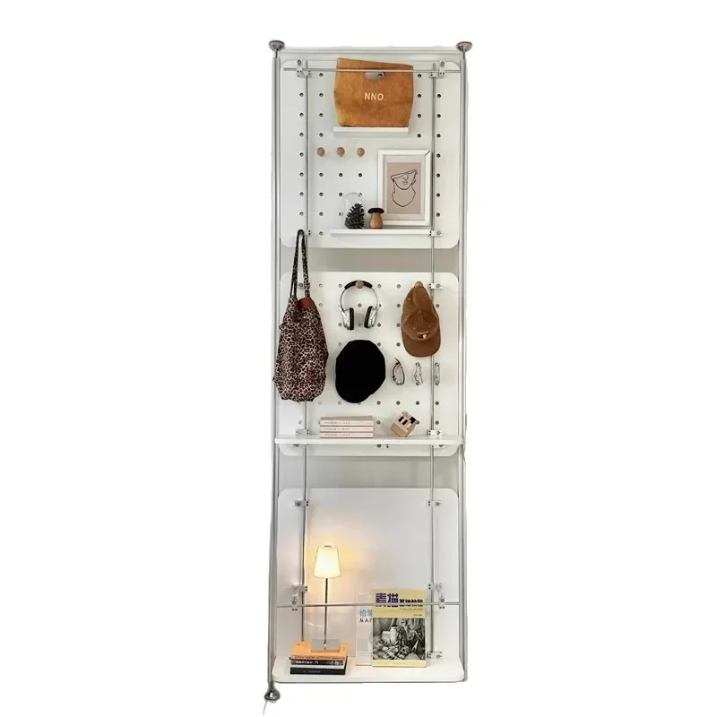 

Creative aluminum profile perforated board top-of-the-sky non-perforated storage rack home display rack living room partition
