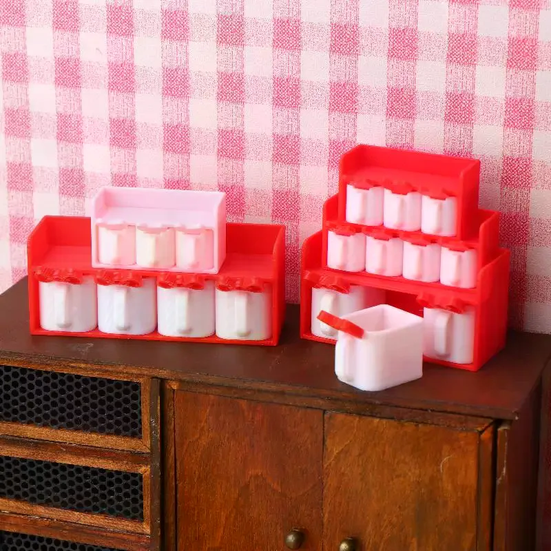 1/12 casa de bonecas mini tempero dos desenhos animados jar modelo cozinha funiture acessórios para casa boneca decoração crianças fingir jogar brinquedos presente