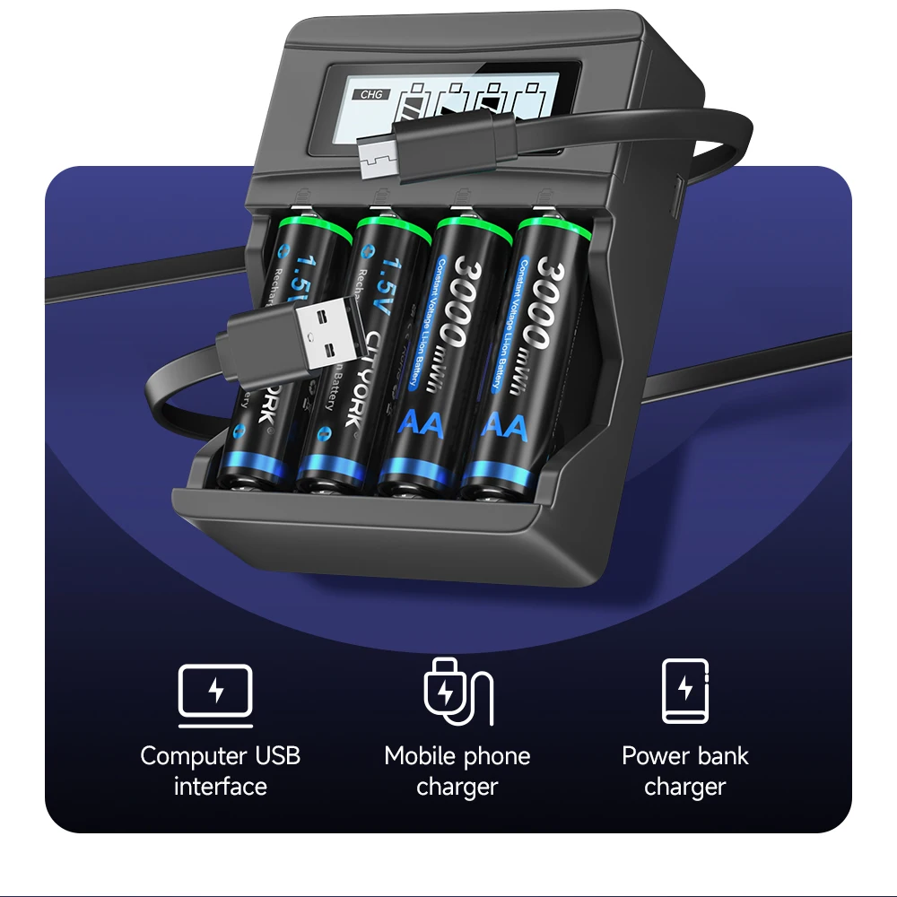 3000mWh 1.5V AA litowo-jonowy akumulator 2A akumulatory aa 1.5v bateria z 1.5V AA ładowarka do baterii AAA