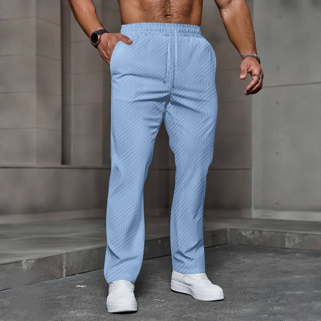 Men's Casual Jacquard Drawstring Sports Pants