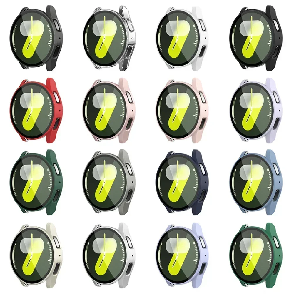 حافظة كمبيوتر + زجاج مقسى لساعة سامسونج جالاكسي 7/6/5/4 FE 44 مللي متر 40 مللي متر غطاء كامل واقي للشاشة غلاف + ملحقات الفيلم