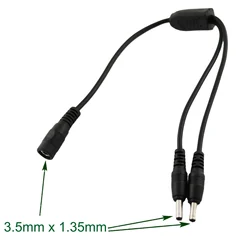 1pc 3.5mm x 1.35mm Female to 2 Dual Male DC Power Splitter Adapter Cord Cable CCTV Security Camera DVR HDVD LED Strip Light