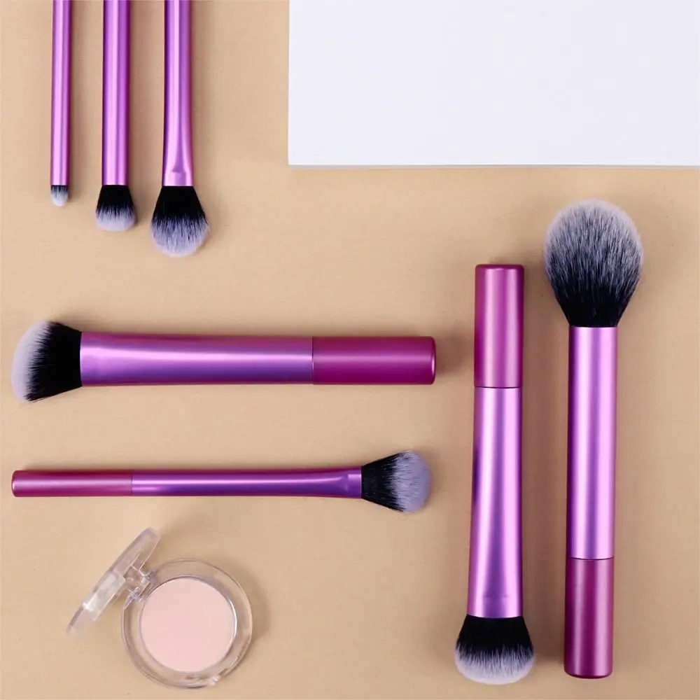 7 Uds nuevo Kit de brochas de maquillaje suaves pelo sintético fácil de limpiar brocha para sombra de ojos corrector