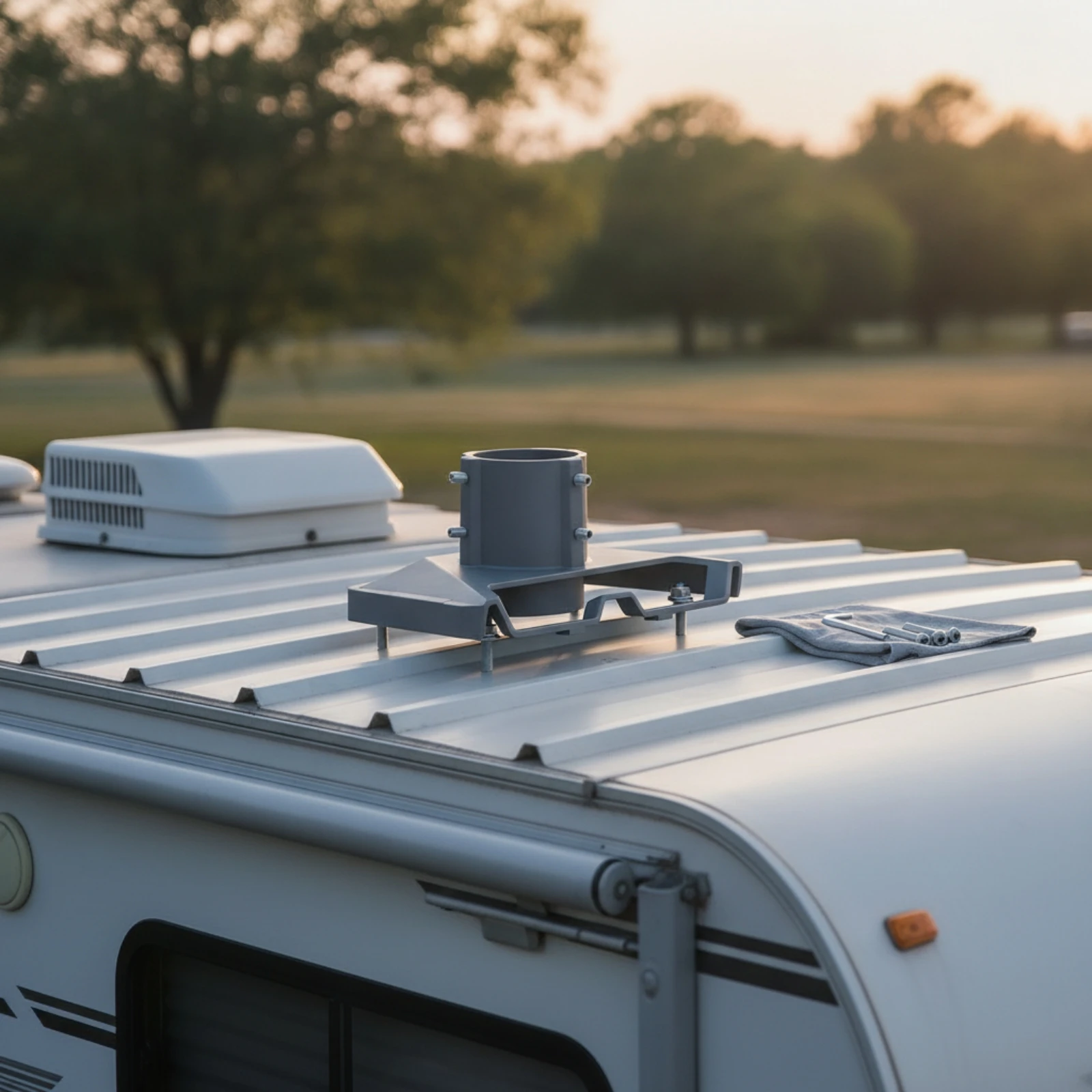 Metal Mounting Bracket Stable Roof Mounting Bracket Roof Mount Adjustable Hardware Slimline for RV Owners, Outdoor