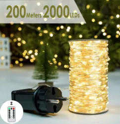 200M String Copper Wire Fairy Lights Lamps Christmas LED Luces Remote Outdoor For Holiday Tree Garland Wedding Party Decor