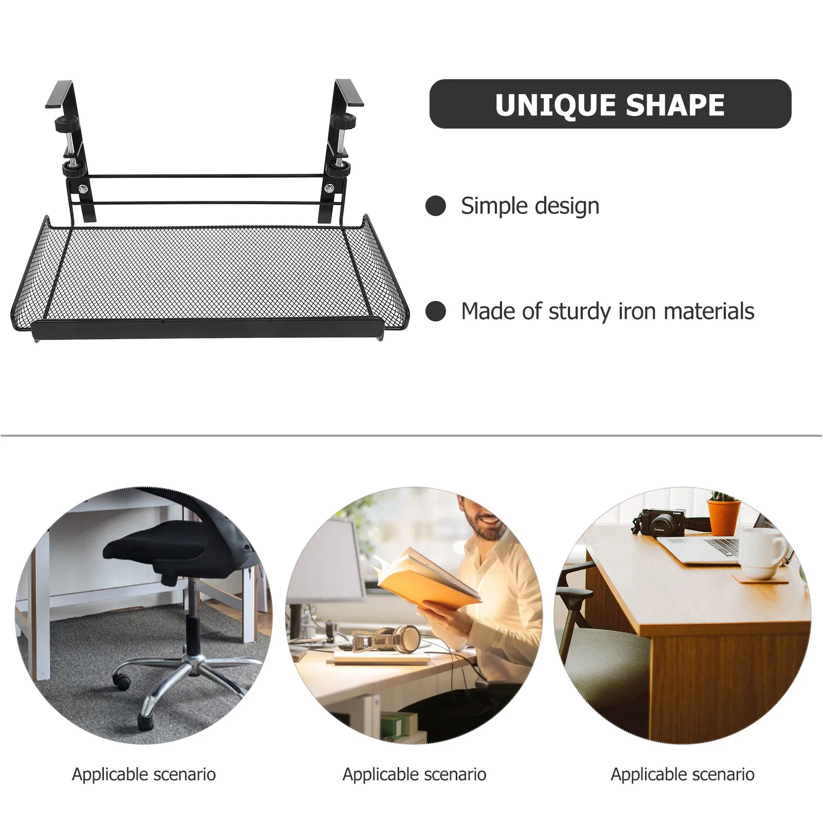 Under Desk Storage Basket Adjustable Wire Organizer Mesh Design Office File Document Holder Storage Rack for Office Dorm Bedroom