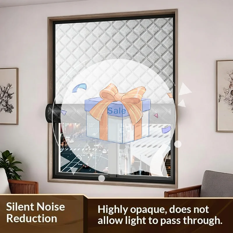 Thermal Insulated No Drill Soundproof Window Curtain Magic Tape Blackout Shades for Nursery Kids Room Use