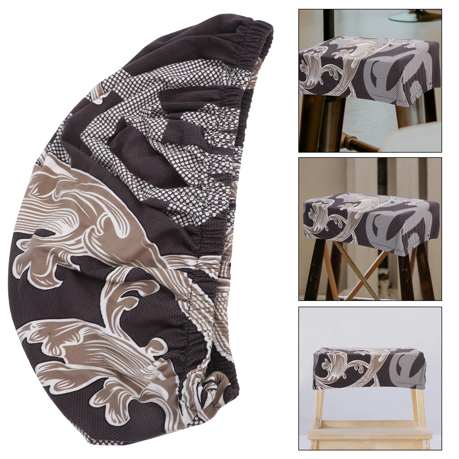 

2Pcs Chair Cover Elastic Stool Slipcover Waterproof Polyester Seat Protector Armless Accent Home Cover