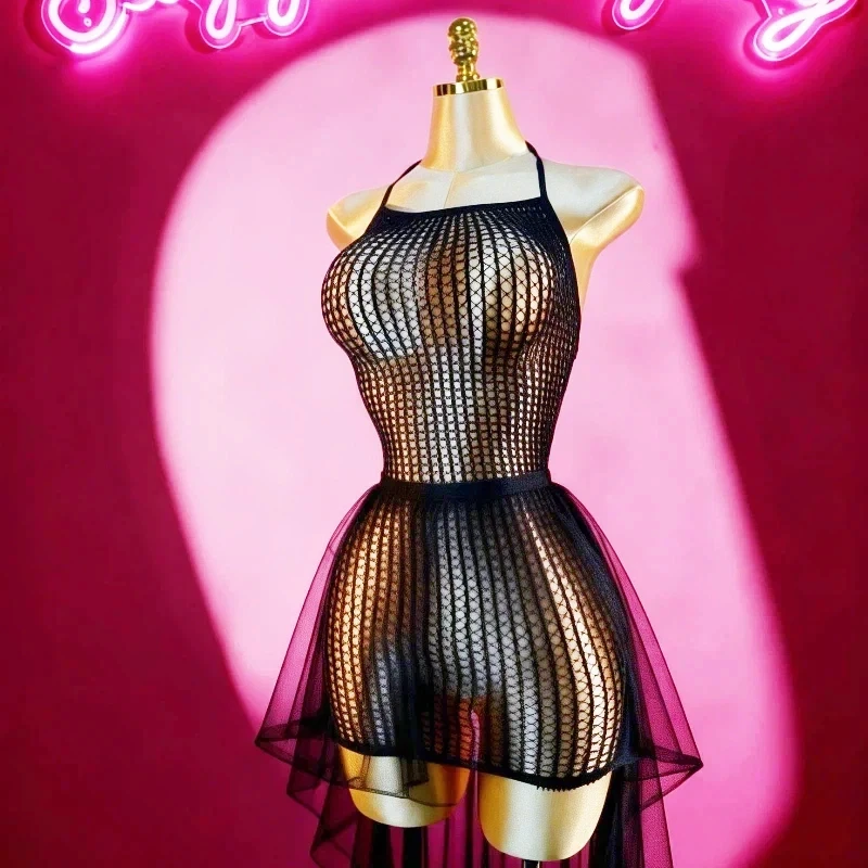 1pc lingerie sexy feminina arrastão cobrir para o dia dos namorados sem biquíni oco para fora bodycon vestido ver ds140