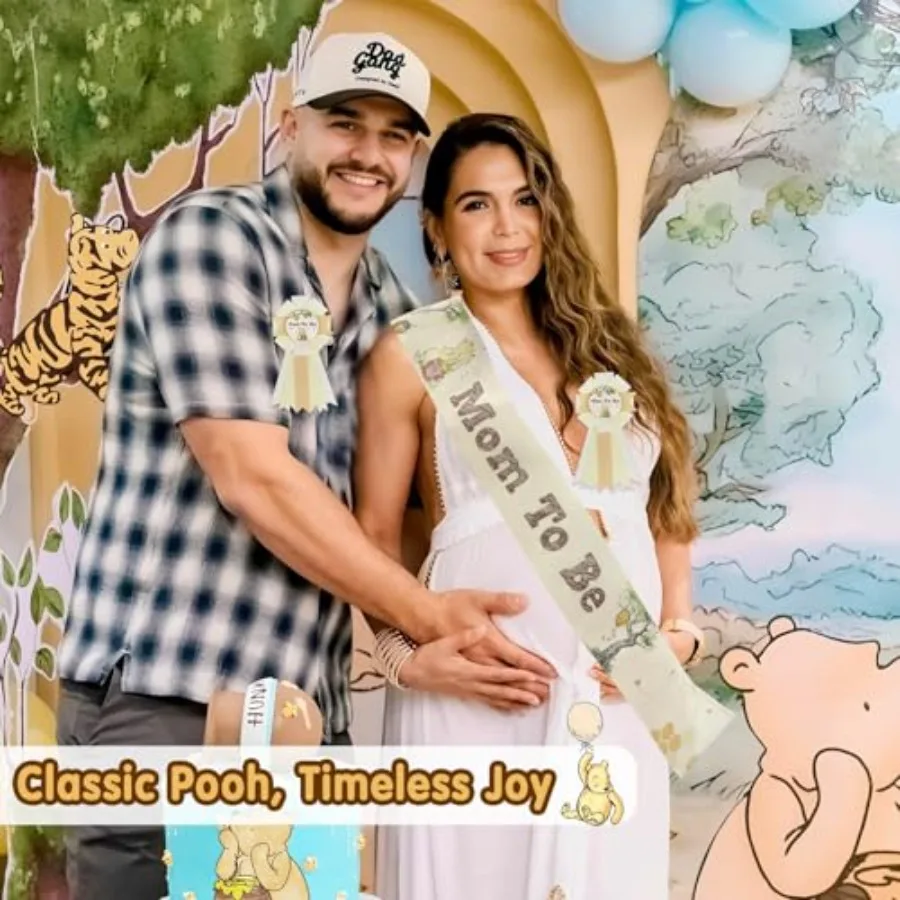 الكلاسيكية ويني الدب زينة استحمام الطفل أمي ليكون وشاح أبي ليكون الصدار مجموعة محايد خمر بوه الدب الأم لتكون وشاح باب