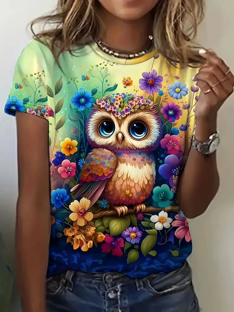 

Women's PLUS-size 3D Printed Short-sleeved T-shirt, Loose and Casual, Soft, Comfortable and Breathable,outdoor Sports Plus Size