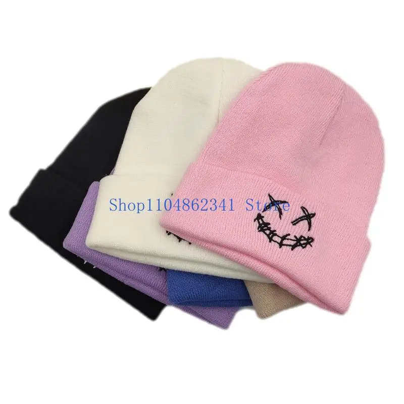 

Повседневные вязаные шапки для мальчиков и девочек, зимняя теплая шапка с вышивкой для подростков, дышащие детские шапки