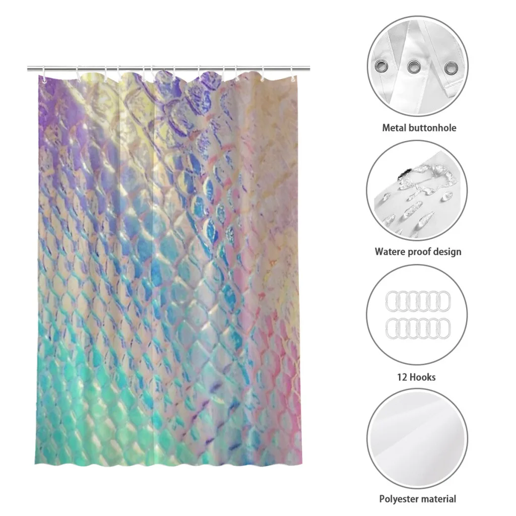 Shower curtain Bathroom  Iridescent Scales decor Modern household Curtain Festival gift