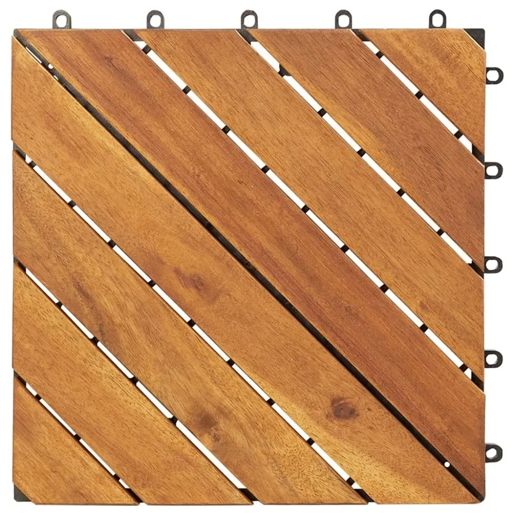 

30 Acacia Hardwood Garden Floor 11.8 "x11.8" Solid Wood Interlocking Tile, Indoor and Outdoor Use, Courtyard Garden Floor