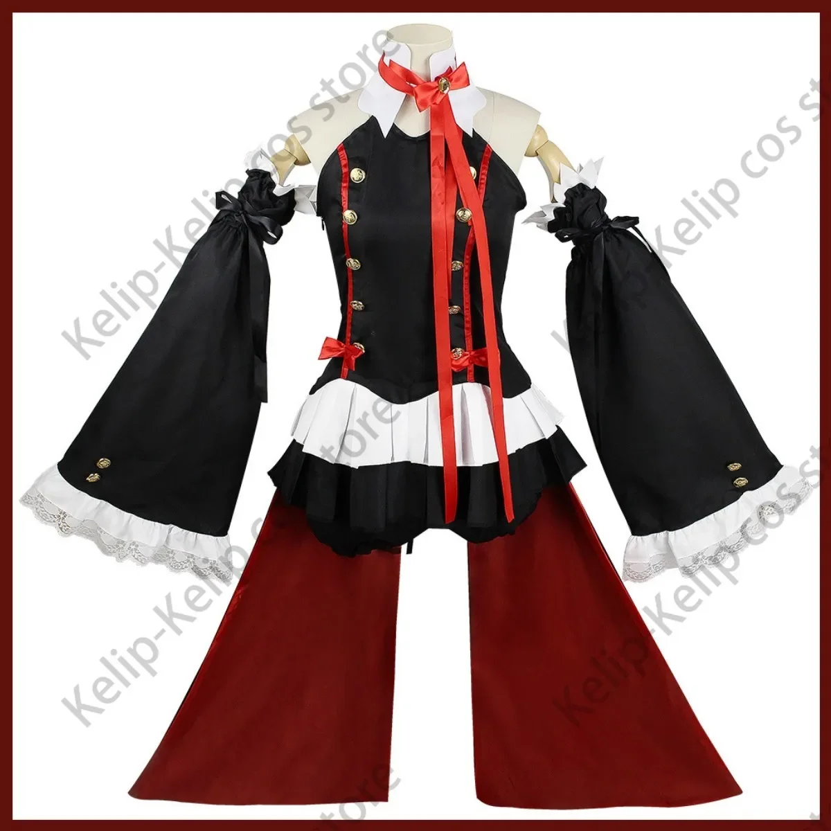 Anime Seraph of The End Krul Tepes Cosplay Costume Vampire Wig Black Sleeveless Dress Lolita Woman Sexy Halloween Christmas Suit