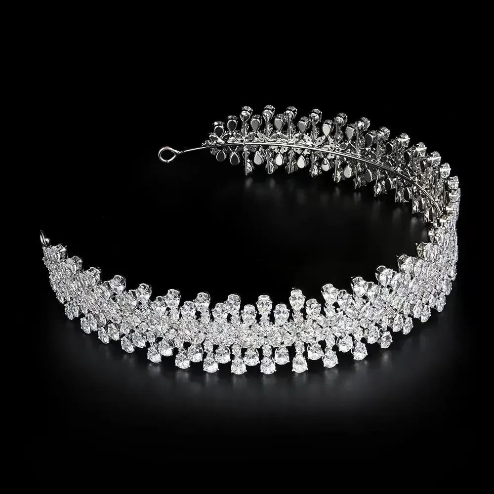 

5A Cubic Zirconia Bridal Headband Wedding Headpiece Luxury CZ Bride Tiaras Crowns For Women Party Wedding Hair Jewelry Headdress