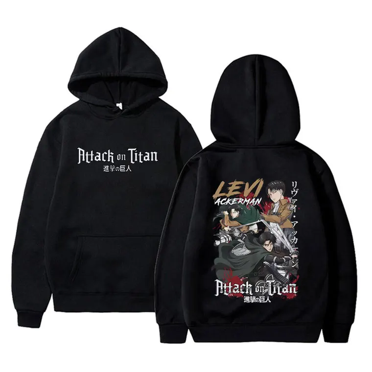 

Anime Attack on Titan Levi Ackerman Graphic Hoodie Men's Women's Cartoon Manga Hooded Sweatshirt Male Vintage Oversized Hoodies