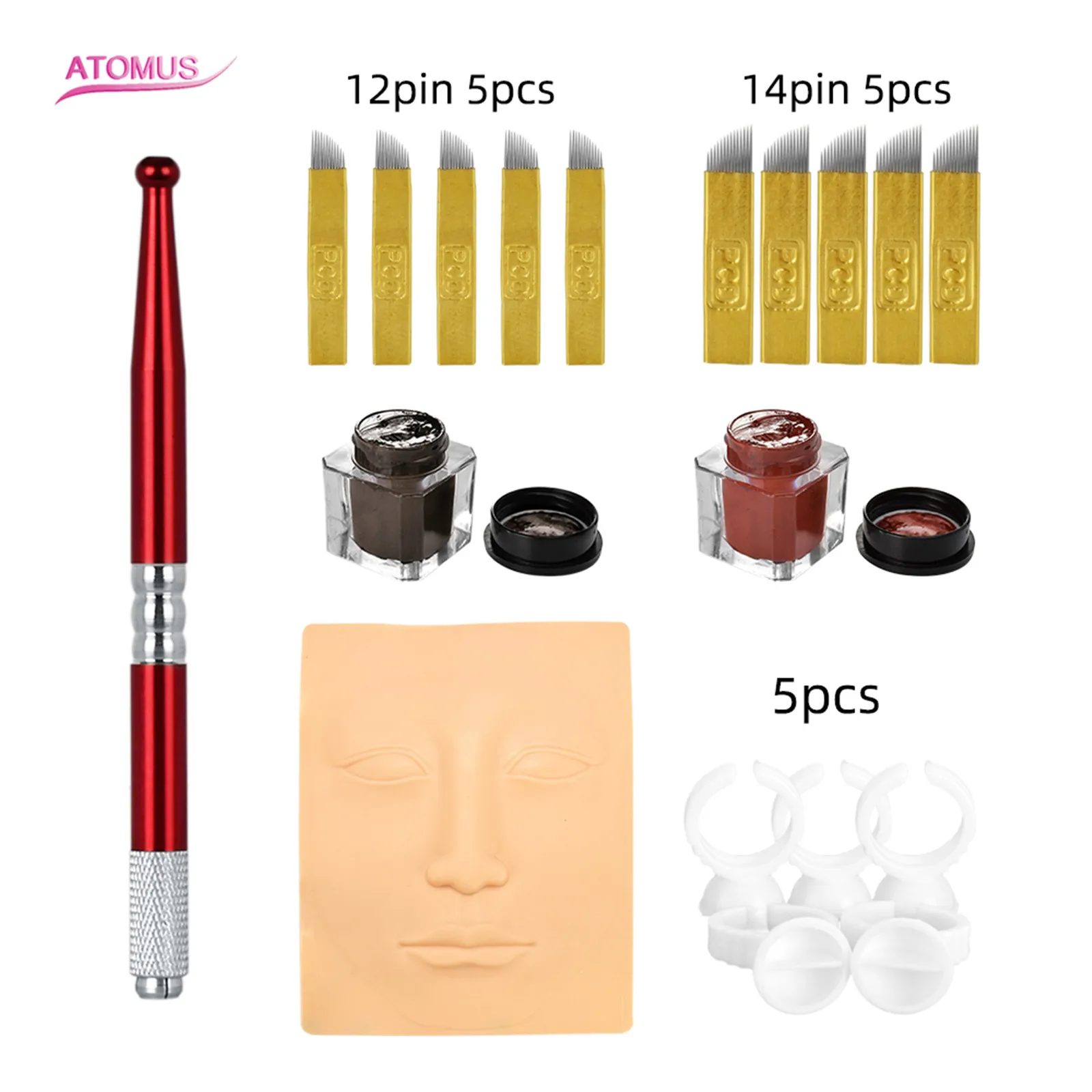 Microblading Kit Tattoo Manual Pen 12pin 14pin Needles Permanent Makeup Blades Tattoo Ink Supplies Accessorie Equipment