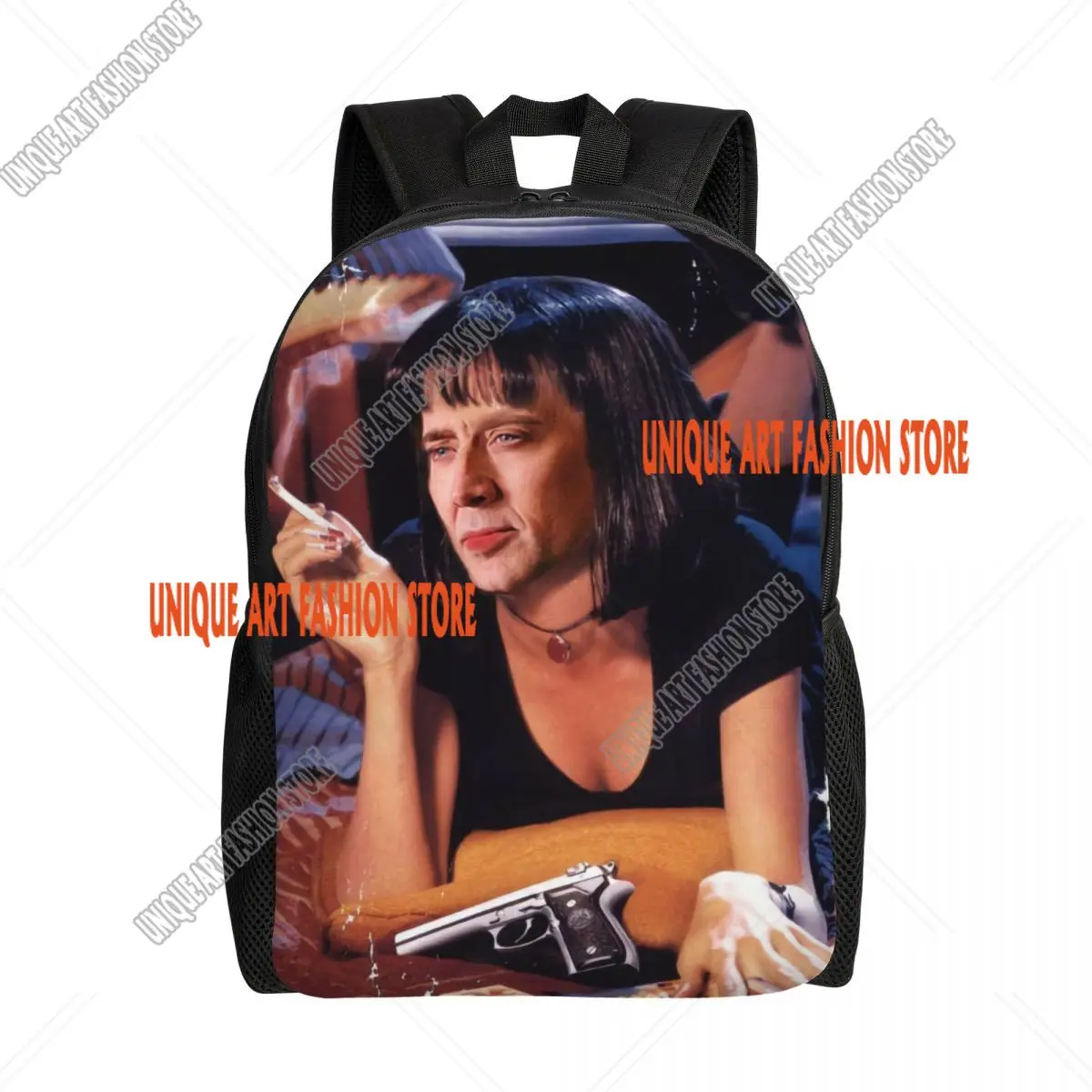 

Рюкзак Meme с 3D-печатью Николаса Кейджа Криминальное чтиво для девочек и мальчиков, школьные дорожные сумки для колледжа, мужская сумка для книг, подходит для 15-дюймового ноутбука