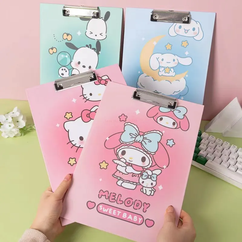 

Kawaii Sanrios Cinnamoroll Kuromi My Melody Hello Kitty Cartoon A4 Folder Clipboard Board Clip Note Pad Clip Office Supplies