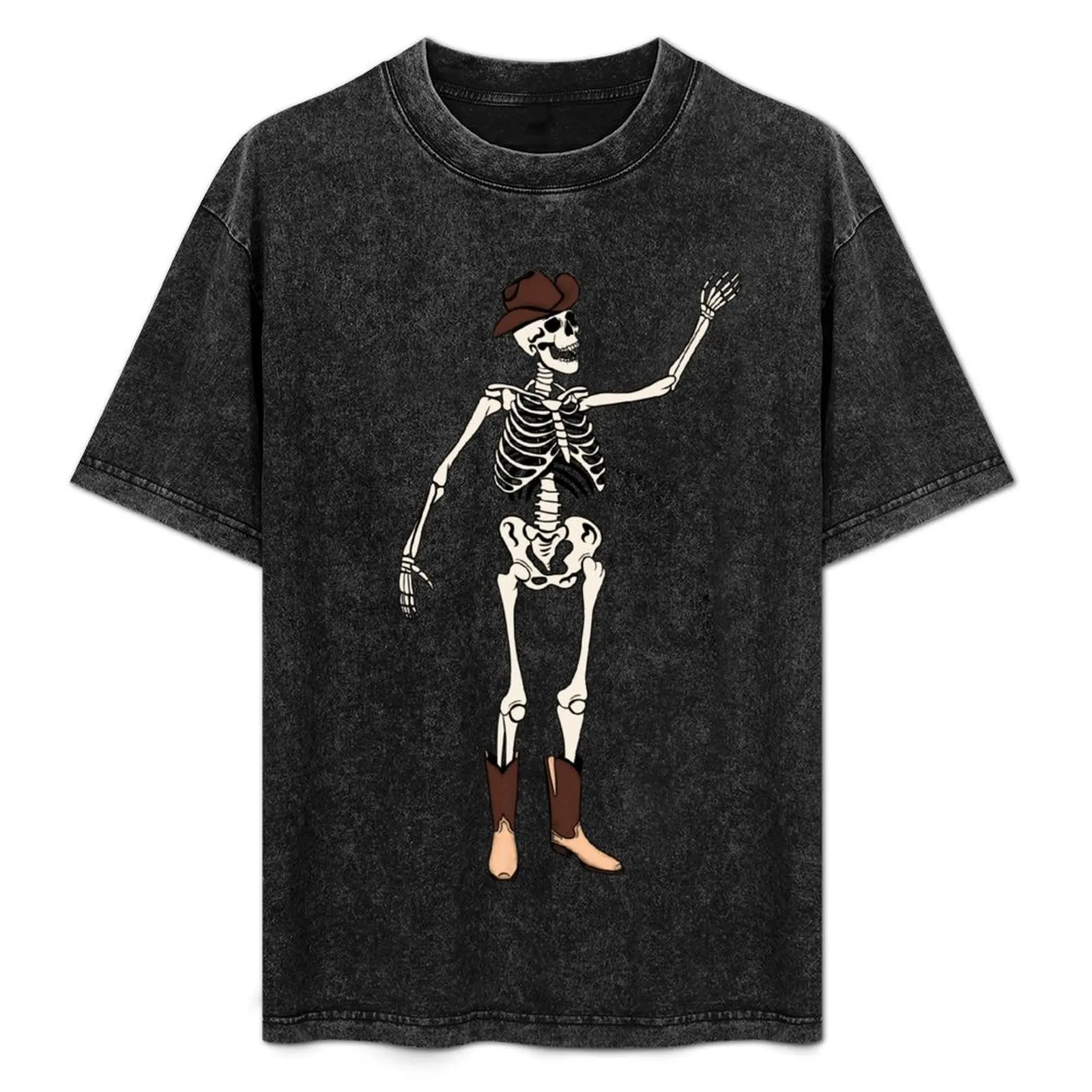 

Skeleton Cowboy T-Shirt Casual Basic Short Sleeve T-Shirt