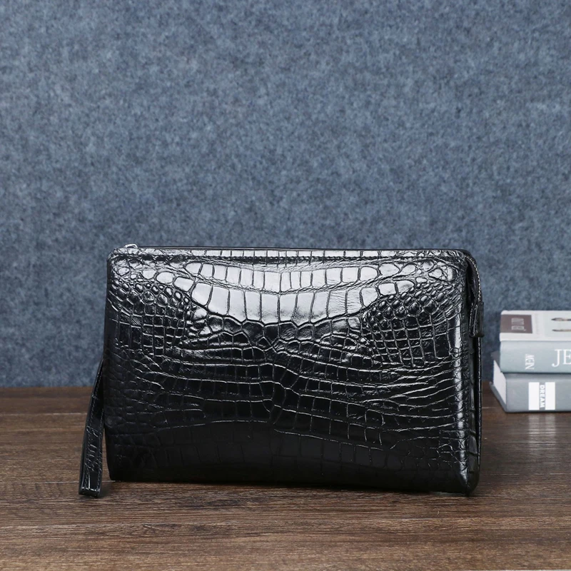 Genuine leather crocodile pattern crocodile bone men's handbag multifunctional large capacity wallet handbag business bag