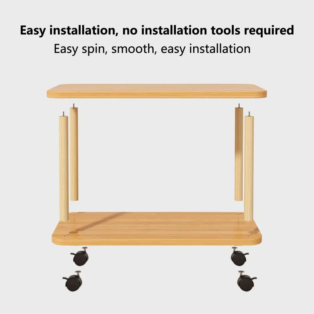 أرجل خشبية صلبة دوارة 360 درجة، طاولة جانبية سهلة التجميع، طبقتين، رف مفتوح، أريكة، طاولة شاي صغيرة #3