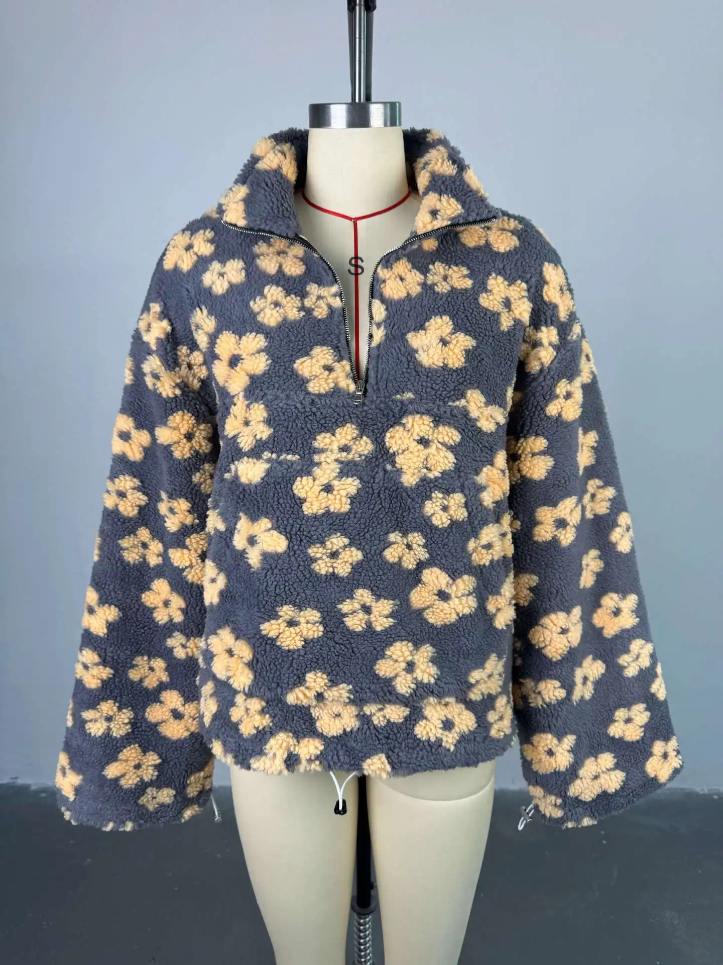 JHJN Felpa con cappuccio a fiori in pile polare Felpa con cappuccio da pendolarismo alla moda autunnale per il maglione di lana caldo per le donne