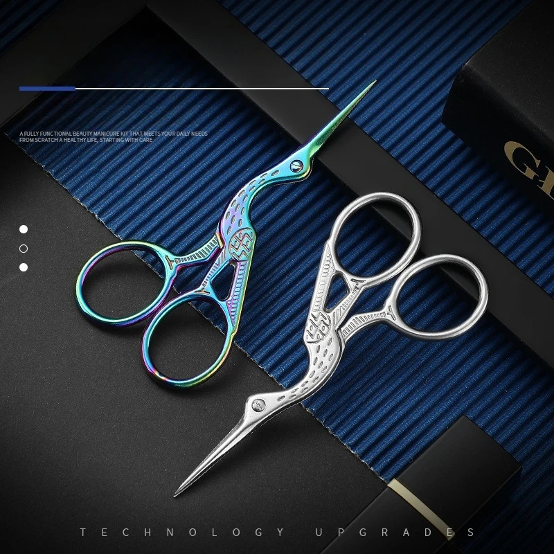 Creative Golden Crane Retro Small Scissors Cross Stitch Thread Head Scissors Household Tea Art Tea Beauty Phoenix Scissors