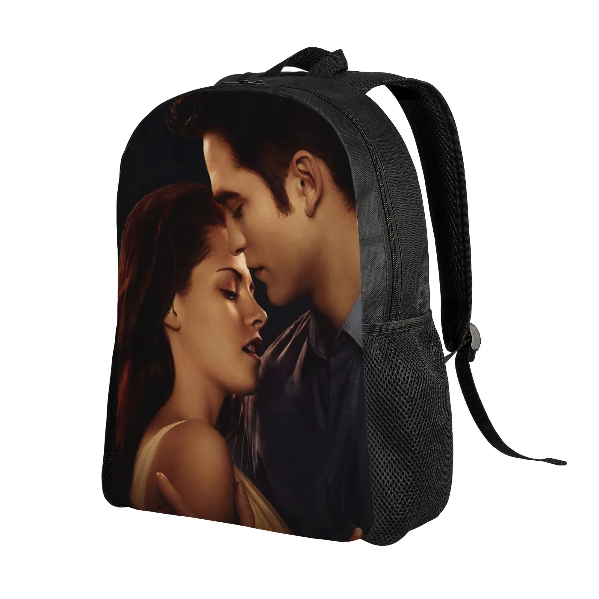 Edward Bella Black Backpack for Men Women Teenage High School Hiking Daypack The Twilight Saga Laptop Computer Shoulder Bag